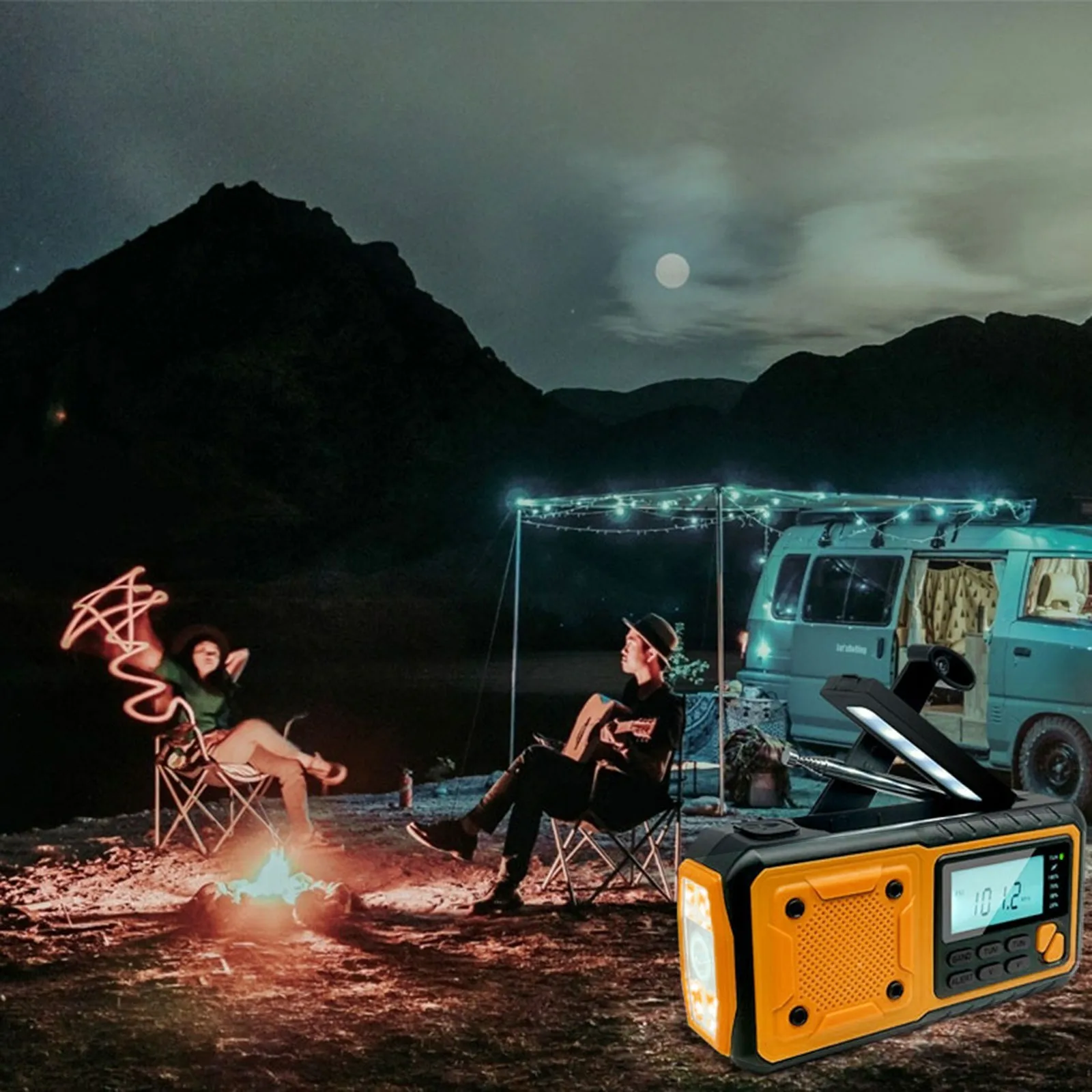 LOTOTG Portable Emergency Solar Power Radio Hand Crank Charging AM/FM Weather Radio Led Reading Flashlight Bank Phone Charger - Image 6