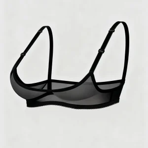 Ladies' sexy 1/4 Cup Mesh Bra, Sheer Wireless Breathable Balconette Bralette Top