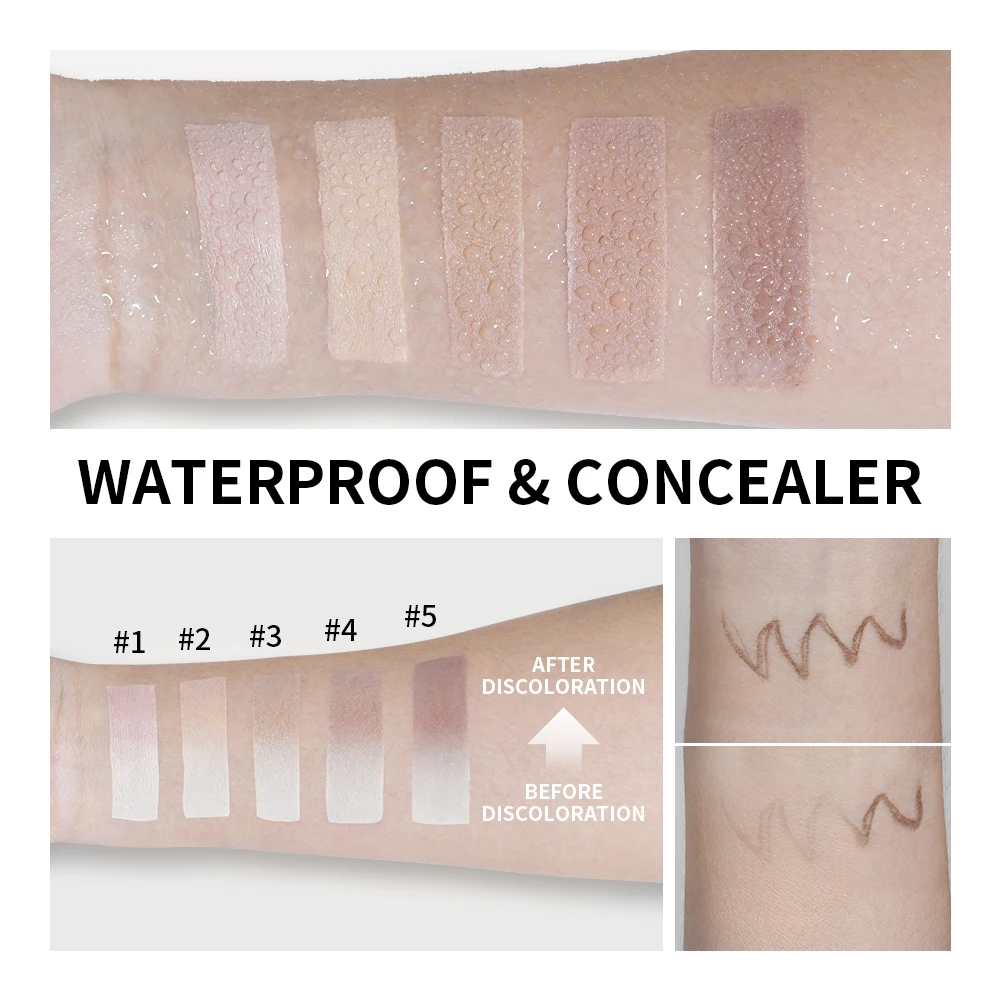 Lakerain Color Changing Foundation Stick Full Coverage Matte Finish Dual-Ended Brush & Stick Waterproof Smooth Foundation Makeup - Image 6