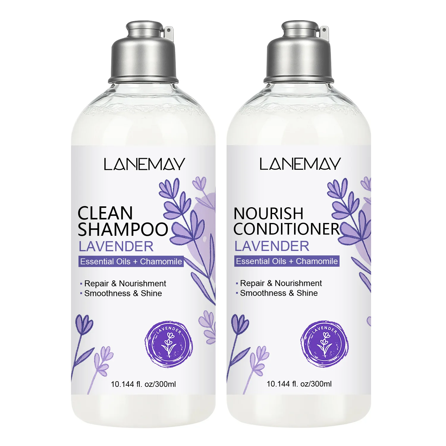 Lavender Shampoo and Conditioner Set, Relieve Scalp Itching and Dandruff, Repair Damaged and Dry Hair Shampoo and Conditioner - Image 4