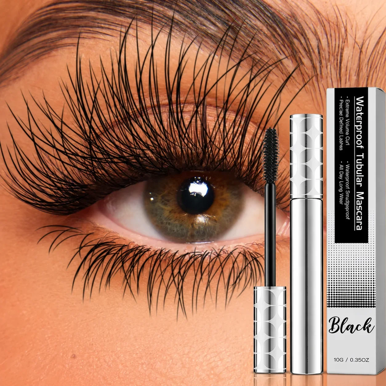 Lengthening & Curling Mascara Black – Waterproof & Smudge-Proof, Long-Lasting Volume, Vitamin E Nourishing Lash Care Eye Makeup - Image 3