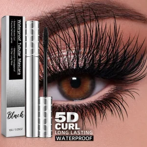 Lengthening & Curling Mascara Black – Waterproof & Smudge-Proof, Long-Lasting Volume, Vitamin E Nourishing Lash Care Eye Makeup