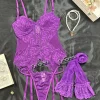 Lingerie Fancy Sexy Lace Underwear 3-Piece Transparent Spliced Bra And Panty Set Garter Intimate Sexy Women's Underwear Lingerie