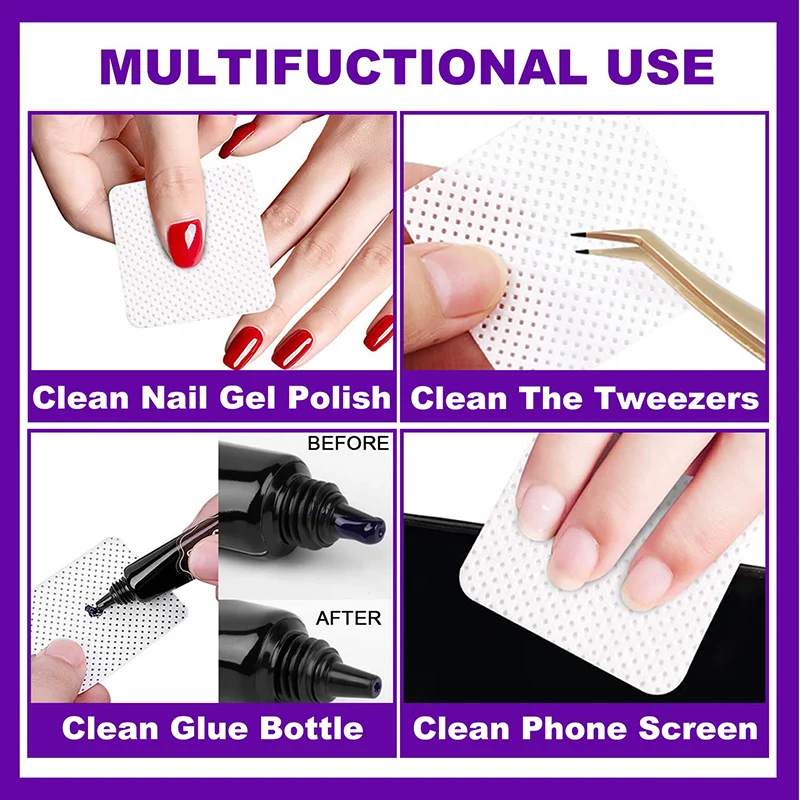 Lint Free Nail Wipes 300/200/100pcs Nail Supplies Nail Polish Remover Wipes Absorbent Soft Removal Tool for Nail Art - Image 2