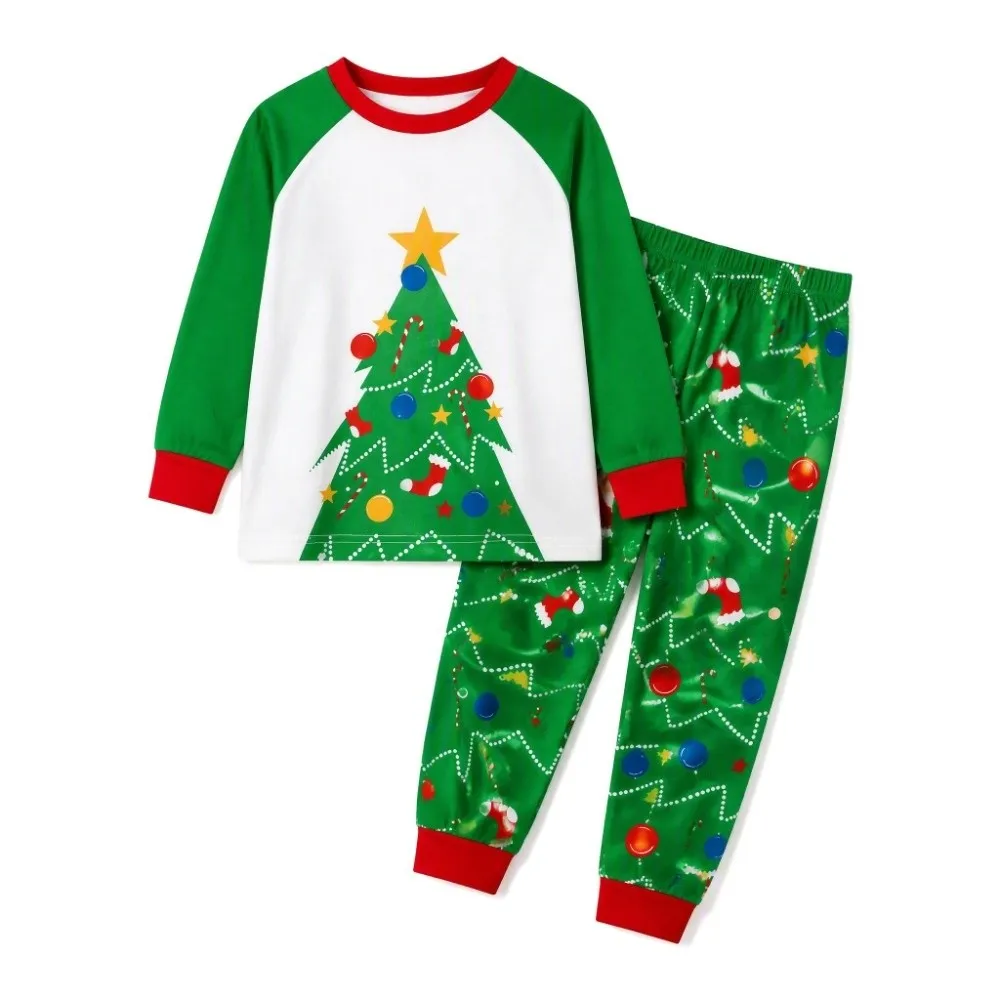 Long Sleeve Christmas Pyjamas Set Christmas Tree Socks Couple Christmas Outfit Two Piece Set Round Neck Family Matching Pyjamas - Image 4