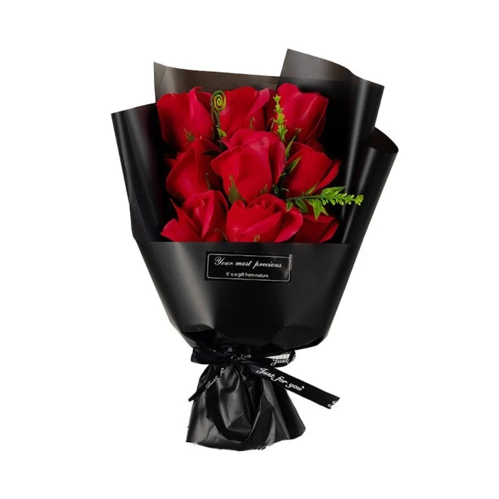 Luxury Artificial Flower Eternal Rose Bouquet Long Lasting Anniversary Soap Flower Bouquet 9 Heads Festival Gift Shower - Image 3