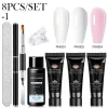 MEET ACROSS Extension Nail Gel Polish Set Acrylic Crystal Building Full Gel For Nails Kit UV Varnish Nail Art Manicure Set