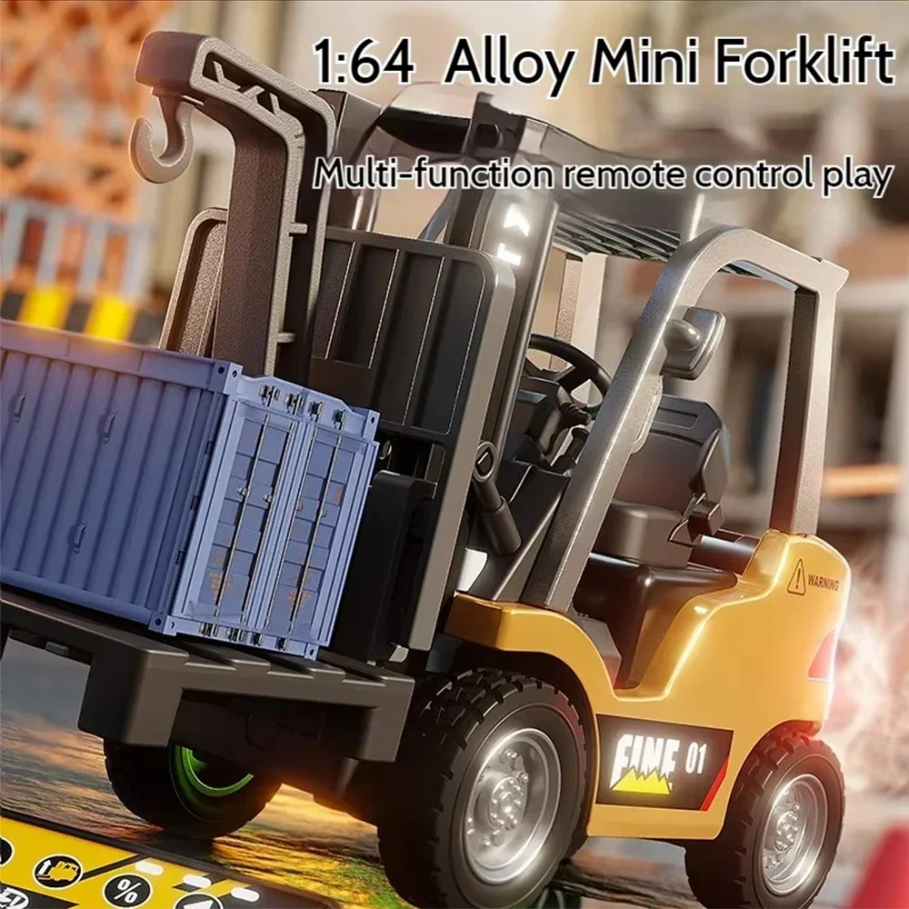 MINI Rc Trucks Forklift 1/64 Alloy Diecast Remote Control Desktop Cars for Boys Crane Liftable Car Electric Truck for KidsGift - Image 3