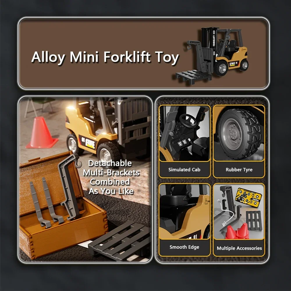 MINI Rc Trucks Forklift 1/64 Alloy Diecast Remote Control Desktop Cars for Boys Crane Liftable Car Electric Truck for KidsGift - Image 5