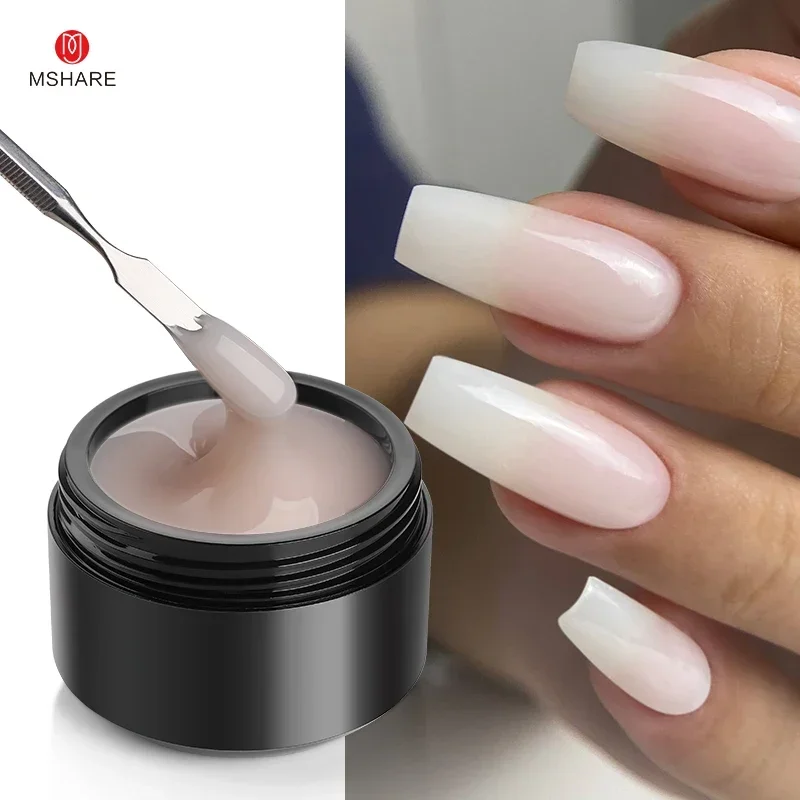 MSHARE 50ml Natural Nails Gel Builder Nalil Tpo Free Self Leveling Gel for Nail Extension Construction Pink Shade UV Led Gel - Image 4