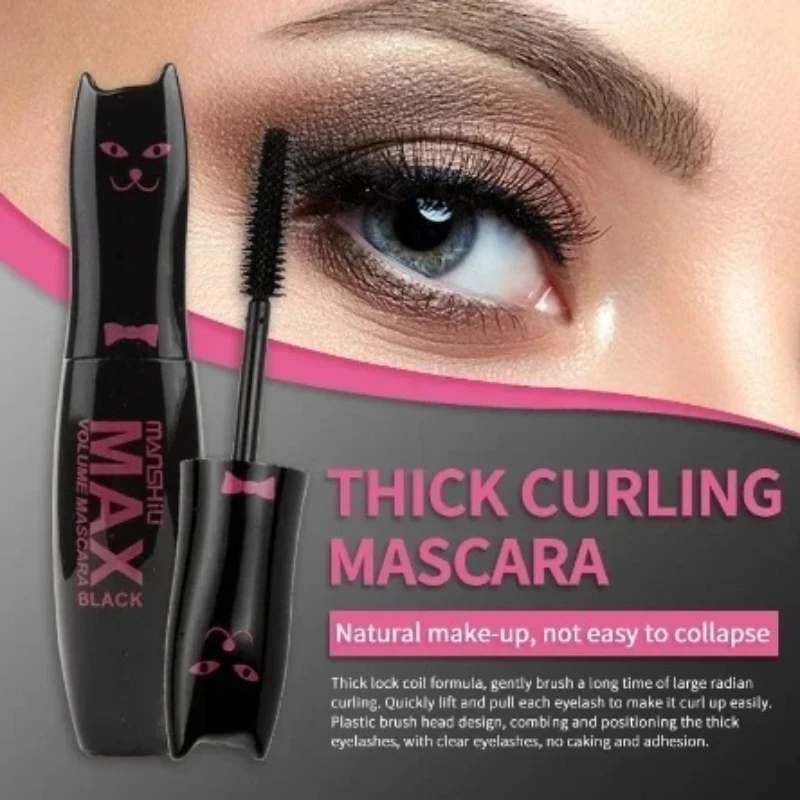 Make Up MAX Volume Curling Mascara Waterproof Thick Lengthening Lash Extention Natural Makeup Eyelashes Black Cat Kitty Cute - Image 5