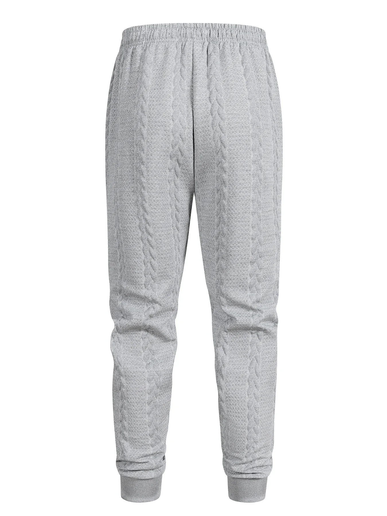 Men Cable Knit Jogger Pants Soft Textured Tapered Sweatpants Ribbed Cuffs Casual Daily Trousers For Gym Home Lounge Wear - Image 2