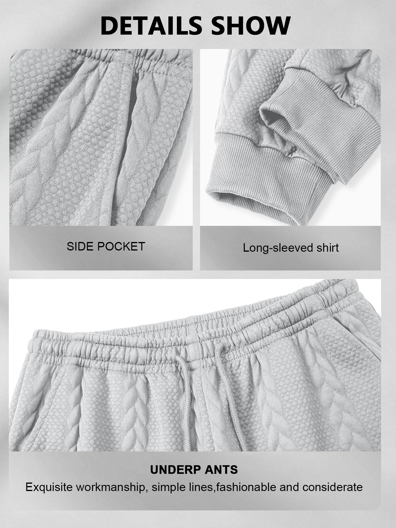 Men Cable‑Knit Jacquard Textured Jogger Pants Loose Casual Sweatpants Elastic Drawstring Waist Trousers With Side Pockets - Image 5