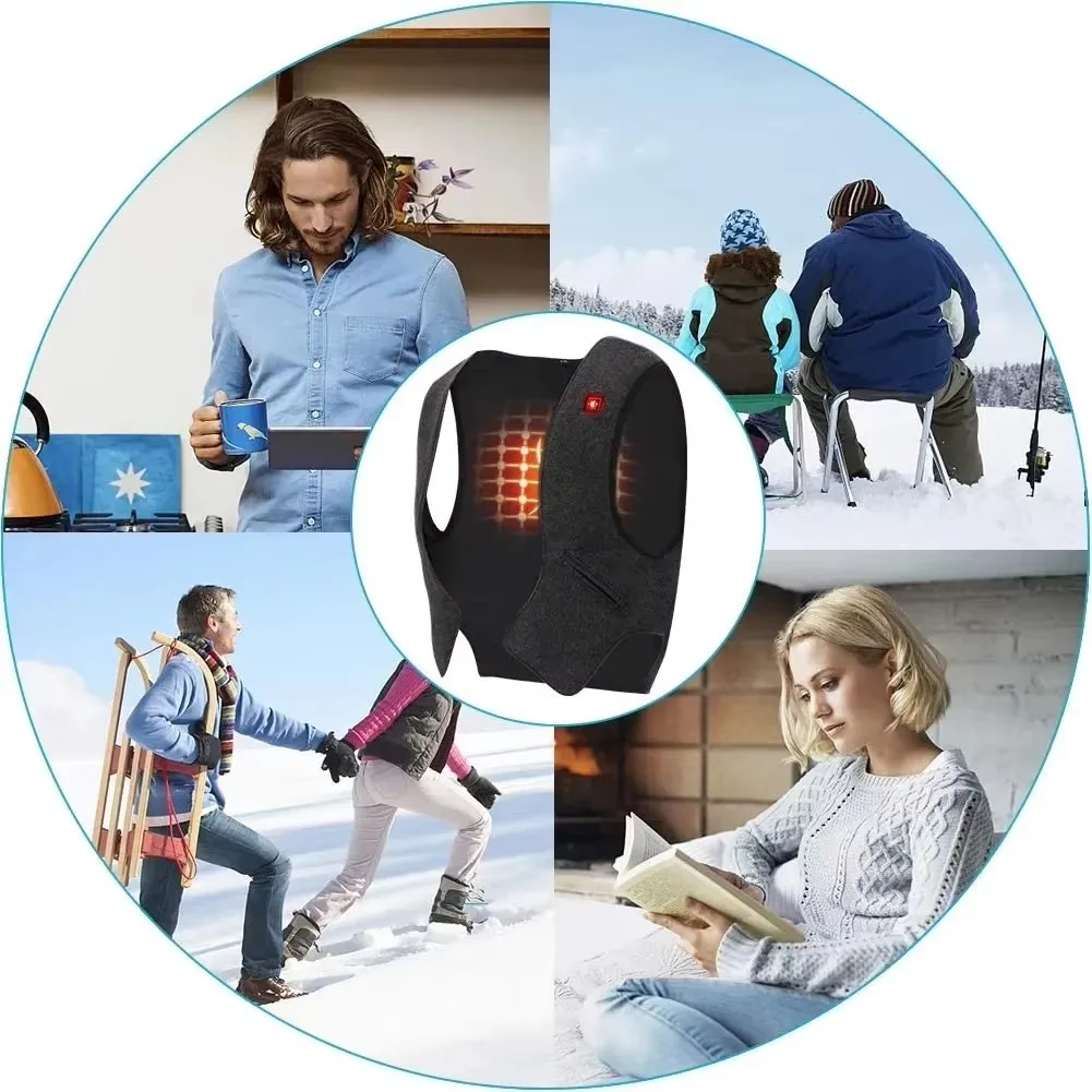 Men Outdoor Vest Heated Vest Electric Heated Vest Men Graphene Heat Coat USB Heating Padded Vest - Image 6