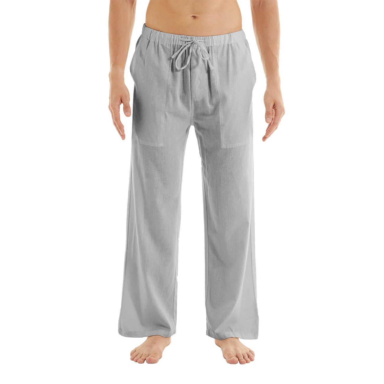 Men's Casual Linen Cotton Yoga Pants Breathable Loose Sweatpants Beach Trousers Lounge Pants Elastic Waist Fitness Pants - Image 2