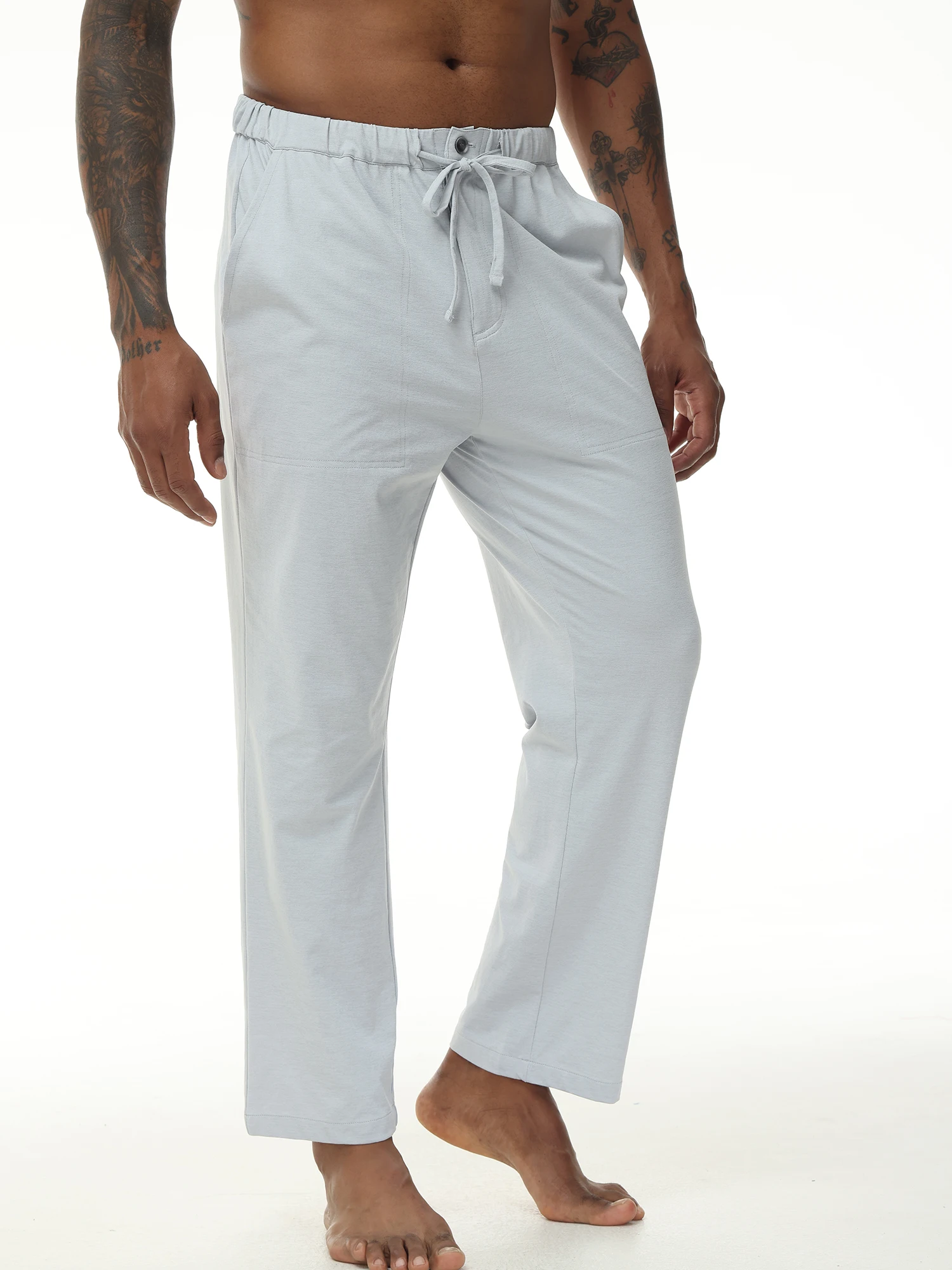 Men's Casual Linen Cotton Yoga Pants Breathable Loose Sweatpants Beach Trousers Lounge Pants Elastic Waist Fitness Pants - Image 5