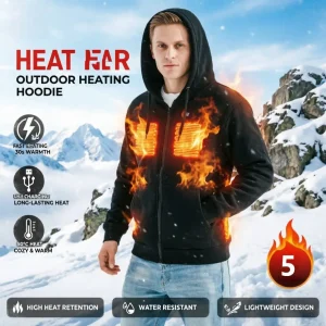 Men's Heated Hoodie Winter Warm Jacket Electric Heating Sweatshirt for Boys Cold Weather Comfortable Thermal Hooded Coat