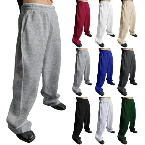 Mens Sweatpants Straight Fit Joggers for Sports and Streetwear Loose Oversized Casual Pant Drawstring Multi-pocket Men Long Pant
