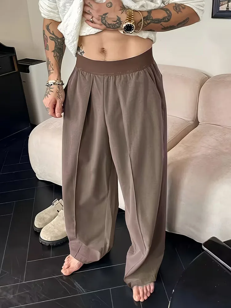 Men's Wide Leg Pants Casual Loose Fit Streetwear Trousers Fashion Hip Hop High Street Man Jogger Pant Solid Color Suit Pants - Image 2
