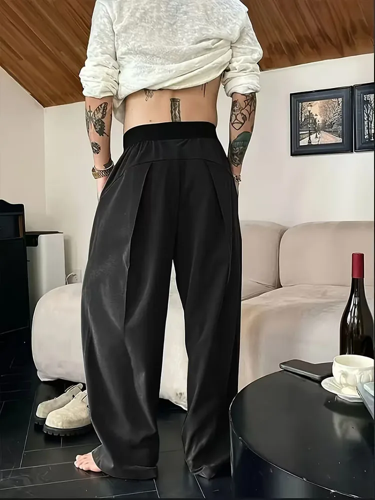 Men's Wide Leg Pants Casual Loose Fit Streetwear Trousers Fashion Hip Hop High Street Man Jogger Pant Solid Color Suit Pants - Image 4