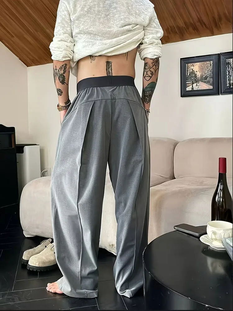 Men's Wide Leg Pants Casual Loose Fit Streetwear Trousers Fashion Hip Hop High Street Man Jogger Pant Solid Color Suit Pants - Image 6