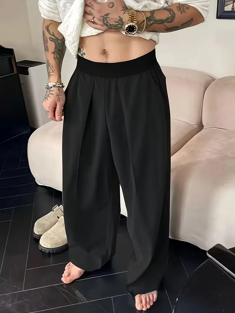 Men's Wide Leg Pants Casual Loose Fit Streetwear Trousers Fashion Hip Hop High Street Man Jogger Pant Solid Color Suit Pants - Image 3