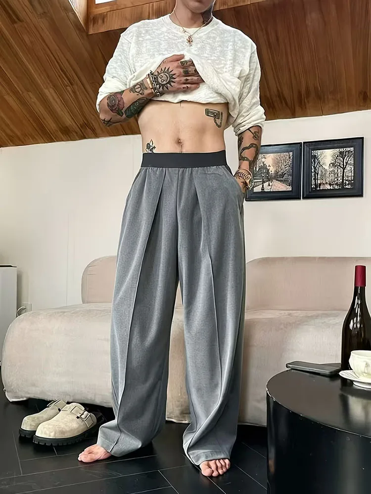 Men's Wide Leg Pants Casual Loose Fit Streetwear Trousers Fashion Hip Hop High Street Man Jogger Pant Solid Color Suit Pants - Image 5