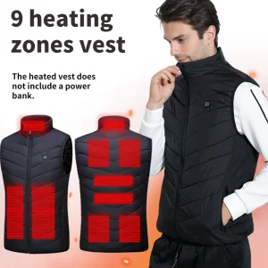 Men's Winter 9-Zone Smart Heated Vest—Warm Jacket Vest, USB-Powered, Outdoor Casual, Cold-Weather Protection