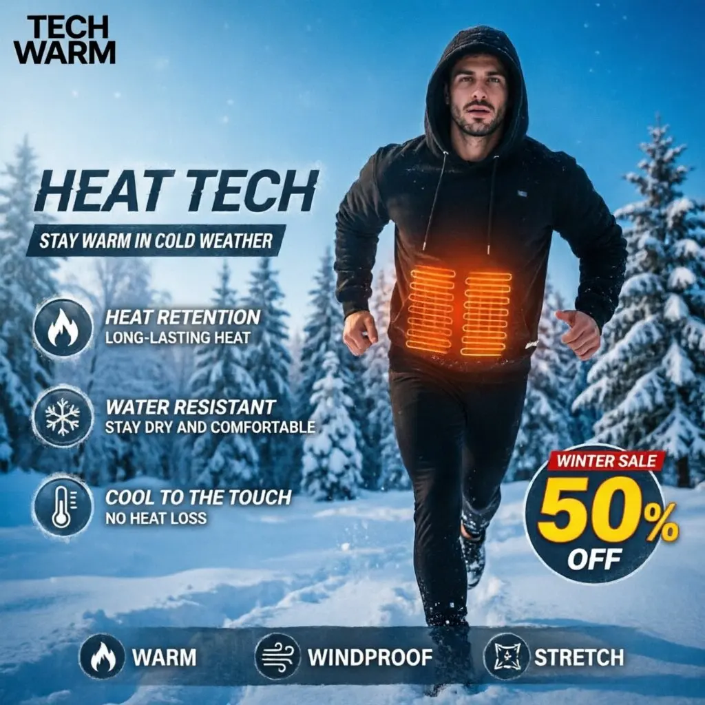 Men's Winter Heated Hoodie Heated Jacket Coat Winter Warmth Outerwear Men's Clothing Thermal Insulation Sweatshirt