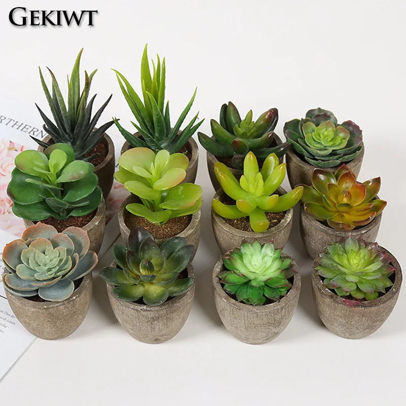 Mini Evergreen Artificial Succulent Plants Small Simulated Tree Pot Plants Fake Flowers Office Table Ornaments Home Garden Decor - Image 2