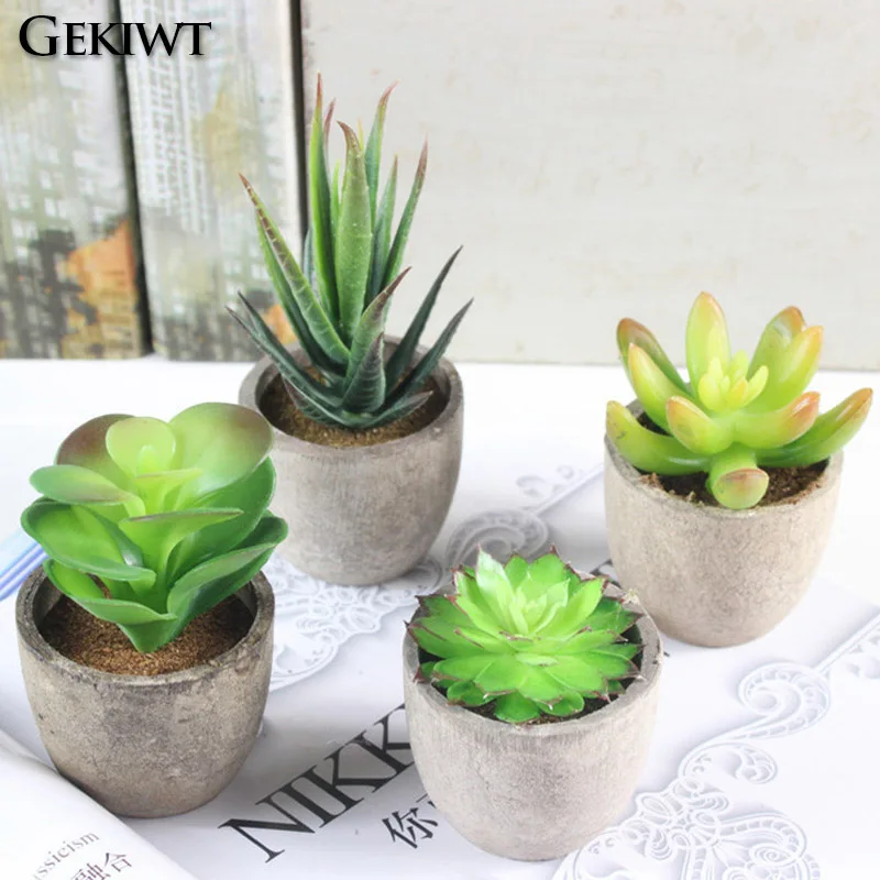 Mini Evergreen Artificial Succulent Plants Small Simulated Tree Pot Plants Fake Flowers Office Table Ornaments Home Garden Decor - Image 3