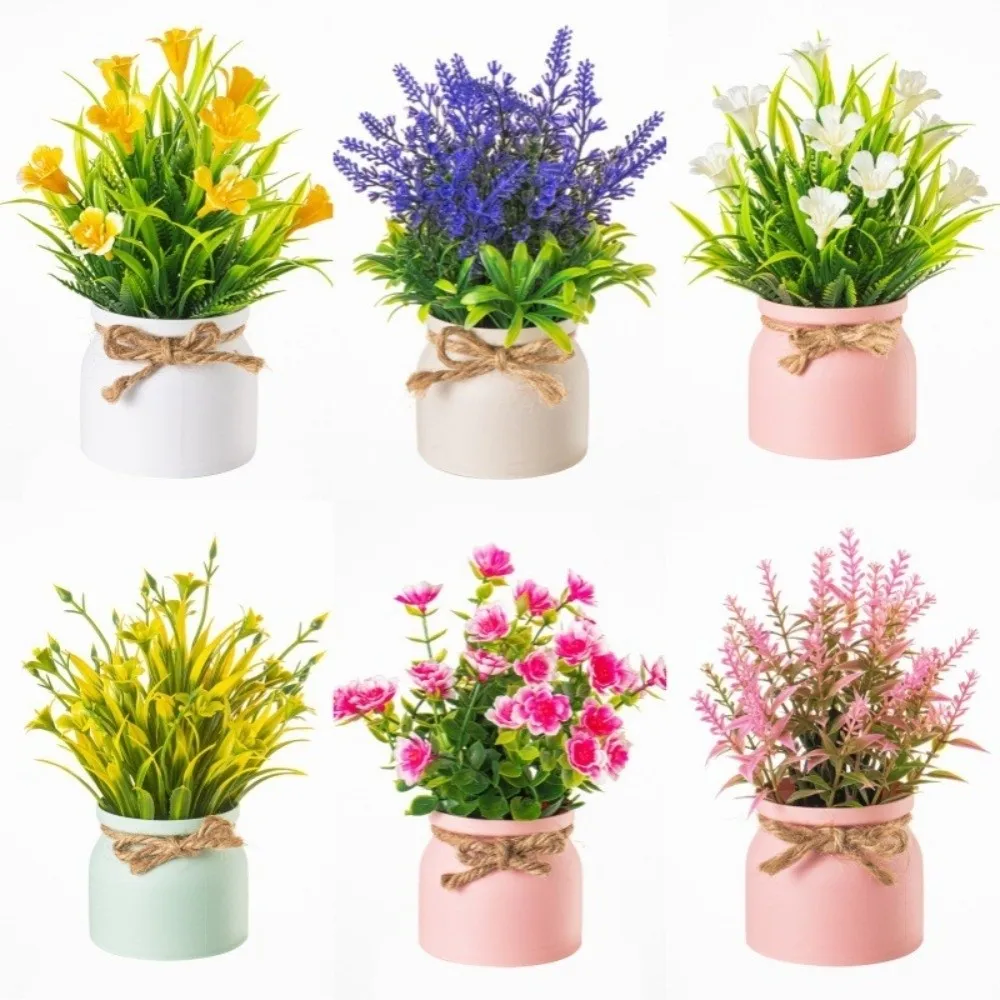 Mini Fake Potted Flowers Evergreen Bonsai Potted Ornaments Fake Plant Table Decor Simulated Tree Pot Plants Home Garden Decor - Image 2