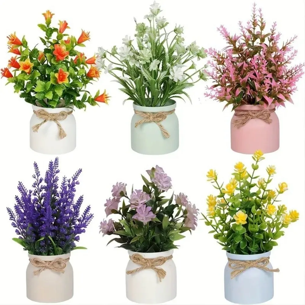 Mini Fake Potted Flowers Evergreen Bonsai Potted Ornaments Fake Plant Table Decor Simulated Tree Pot Plants Home Garden Decor