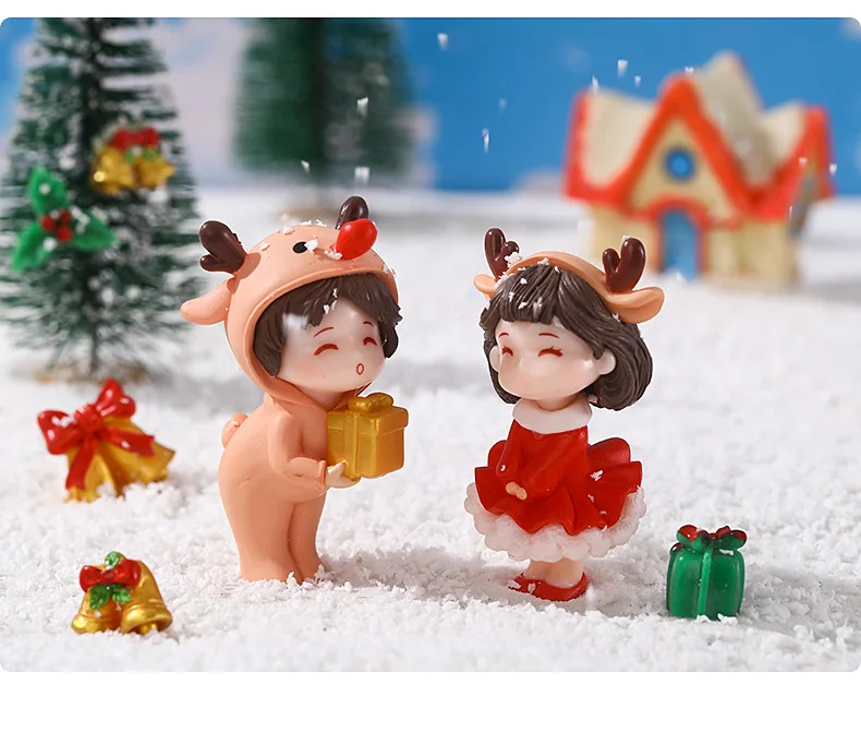 Miniature Christmas Figurine Set Christmas Decoration Fairy Snowman Santa Claus Miniature Figurines Xmas Gifts DIY Home Decor - Image 2