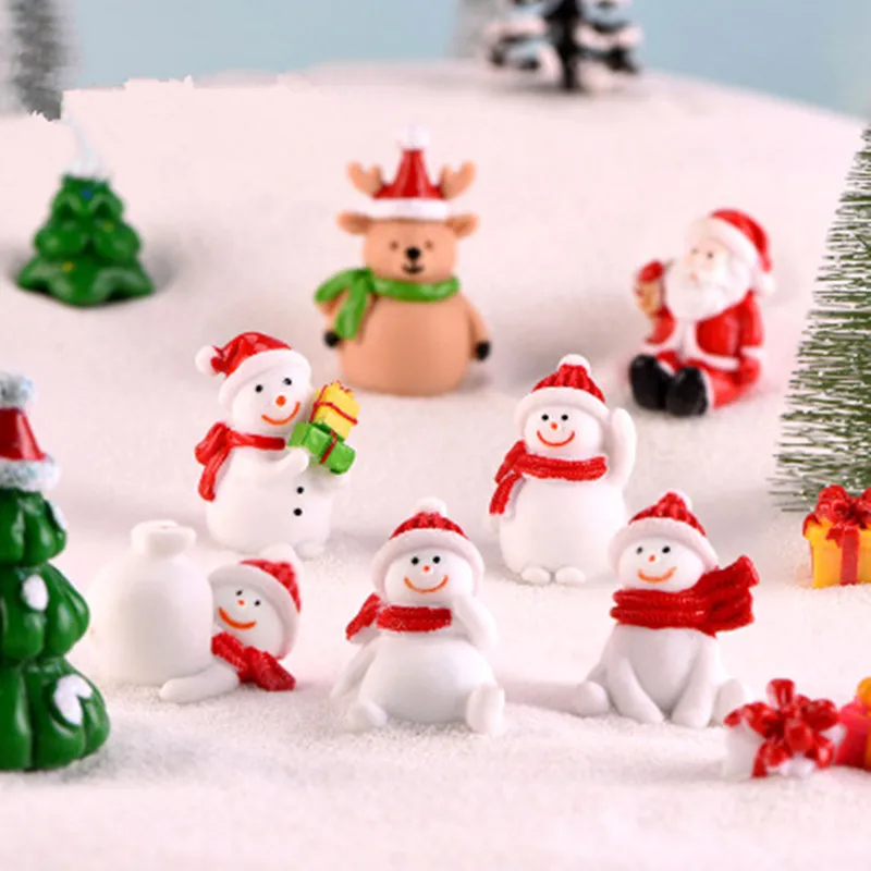Miniature Christmas Figurine Set Christmas Decoration Fairy Snowman Santa Claus Miniature Figurines Xmas Gifts DIY Home Decor - Image 5