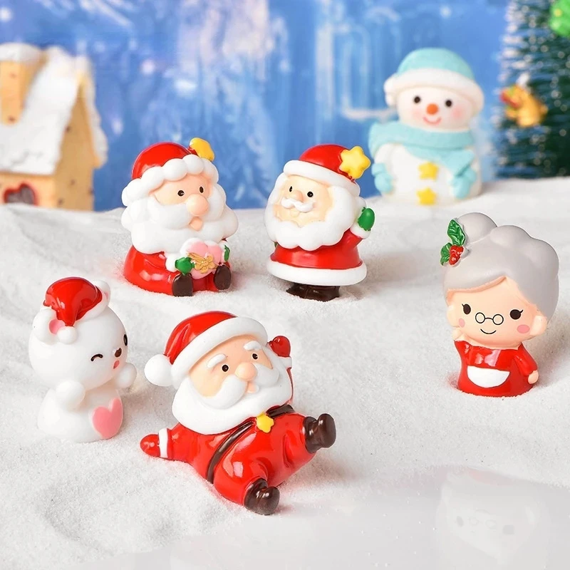 Miniature Christmas Figurine Set Christmas Decoration Fairy Snowman Santa Claus Miniature Figurines Xmas Gifts DIY Home Decor - Image 3