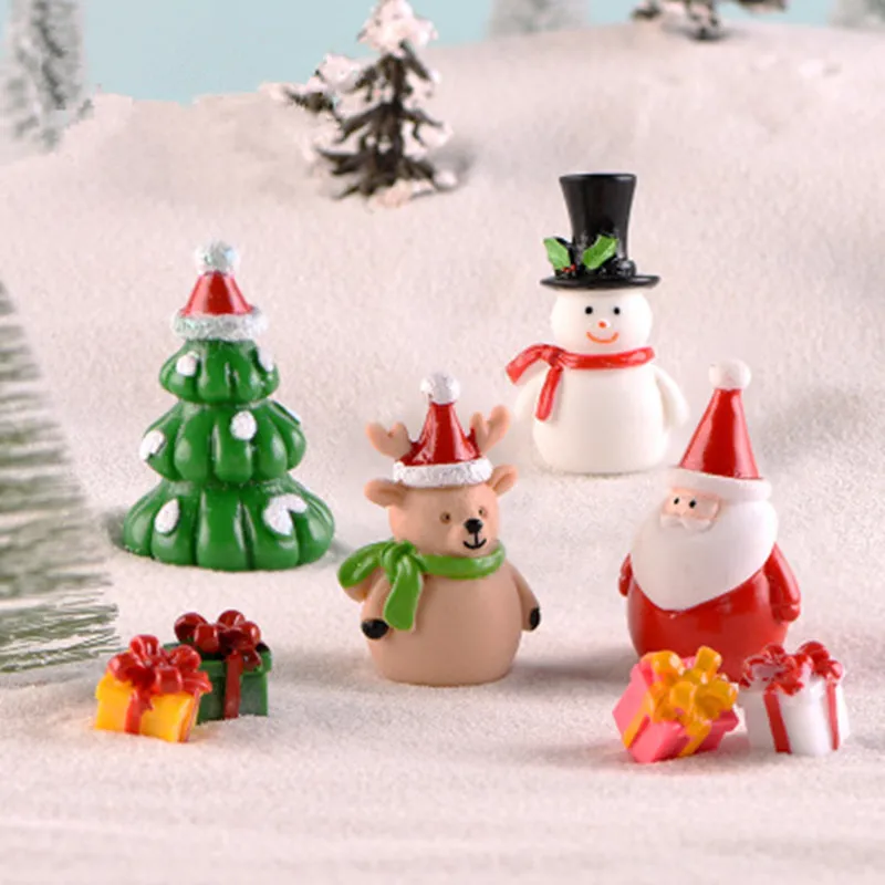 Miniature Christmas Figurine Set Christmas Decoration Fairy Snowman Santa Claus Miniature Figurines Xmas Gifts DIY Home Decor - Image 4