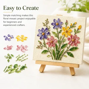 Mosaic Craft Kit DIY Sea Glass Art Floral Watering Can Design Christmas Holiday Gift Set