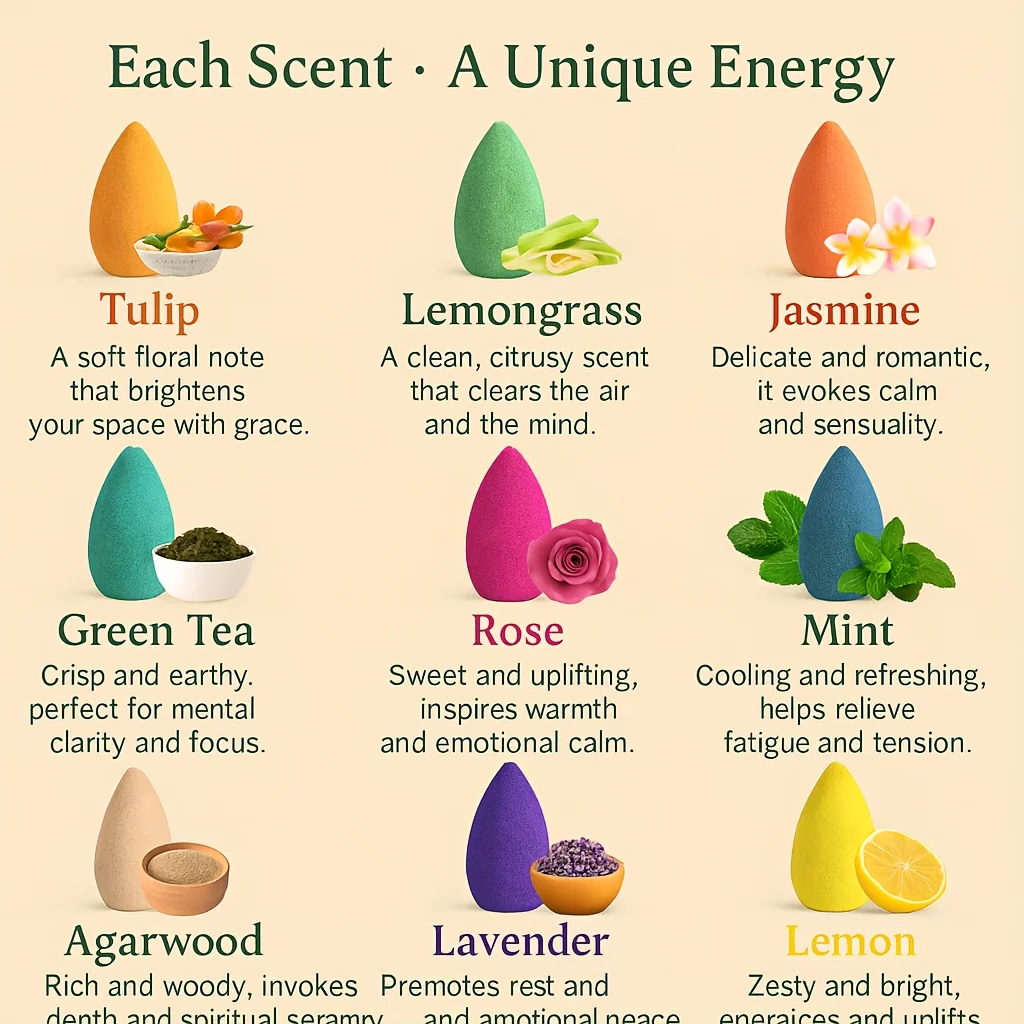 Multi flavor mixed reflux fragrance cone, suitable for home use, long-lasting aroma, fresh air, holiday gift
