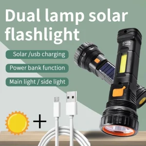 Multi-function Solar LED Flashlight Long Range Tactical Torch Emergency Power Bank LED Solar Outdoor Lantern