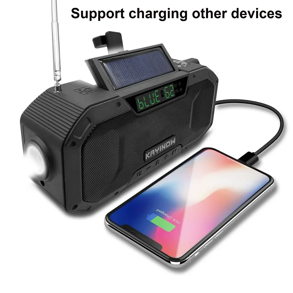 Multi-purpose Emergency Radio Hand Crank USB Rechargeable On Batteries Solar Portable FM Radio Flashlight Reading Lamp SOS Alarm - Image 6