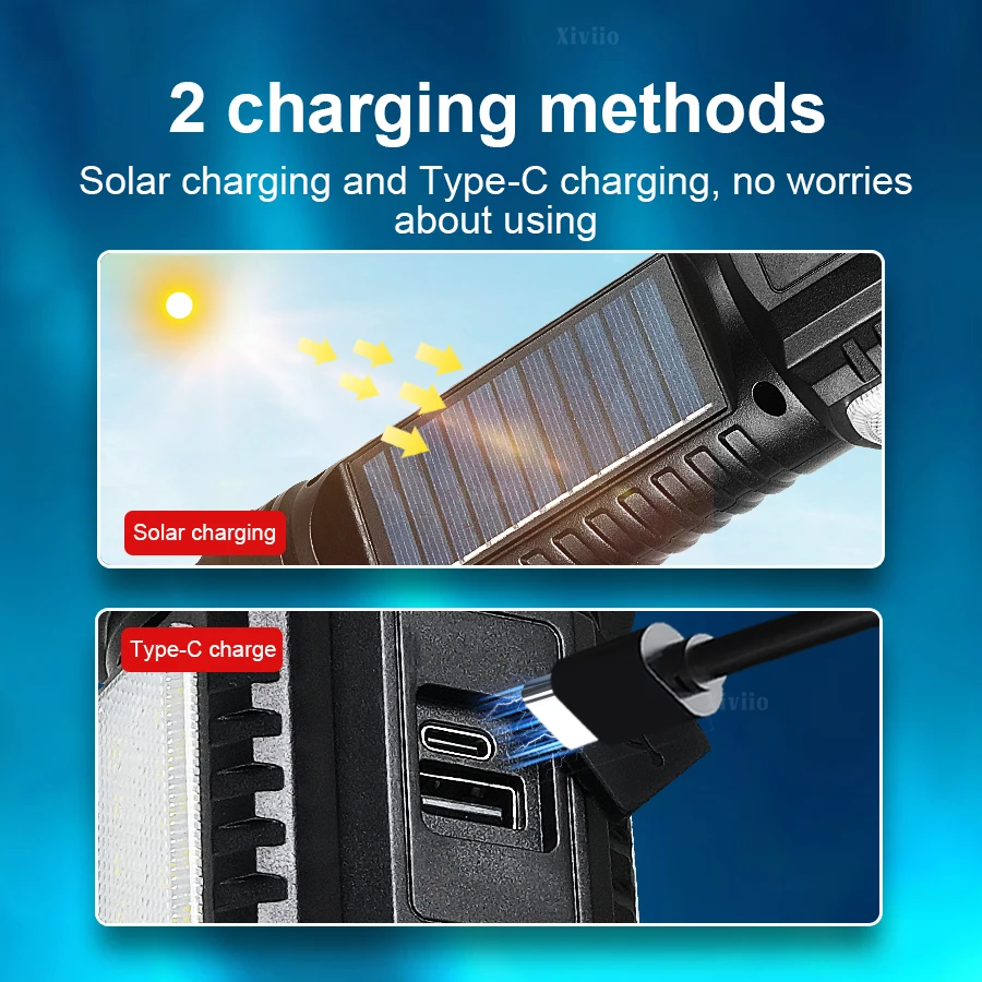 NEW 870000000LM Powerful LED Solar Flashlight 1800W High Brightness Rechargeable Tactical Torch Outdoor Fishing Camping Lantern - Image 3