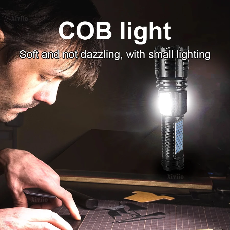 NEW 870000000LM Powerful LED Solar Flashlight 1800W High Brightness Rechargeable Tactical Torch Outdoor Fishing Camping Lantern - Image 4