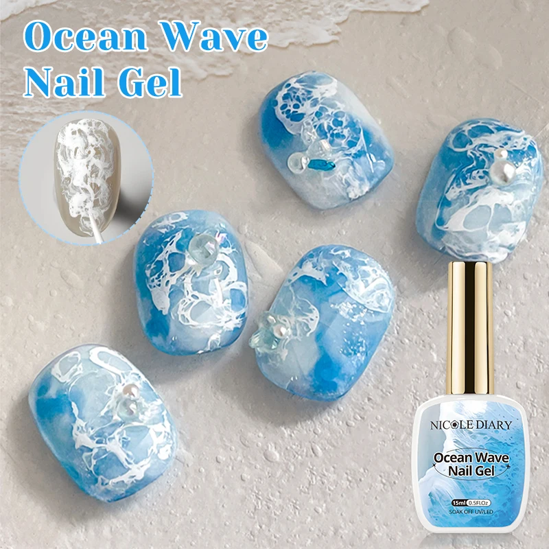 NICOLE DAIRY 15ml Bubble Ocean Wave Gel White Gel Nail Polish Summer Nail Poke Varnish UV LED Soak Off Gel For Nail Art Manicure - Image 5