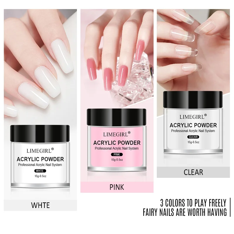 Nail Acrylic Powder Set Crystal Glitter kit Acrylic Liquid Monomer with Nail Brush File Nails Extension Neon Phosphor-Powder Set - Image 3