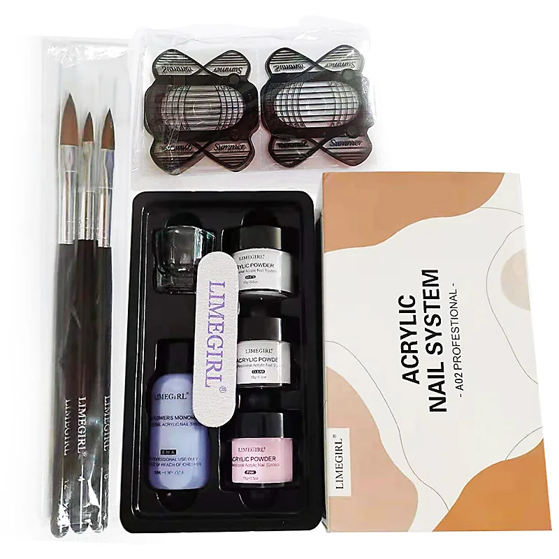 Nail Acrylic Powder Set Crystal Glitter kit Acrylic Liquid Monomer with Nail Brush File Nails Extension Neon Phosphor-Powder Set - Image 6
