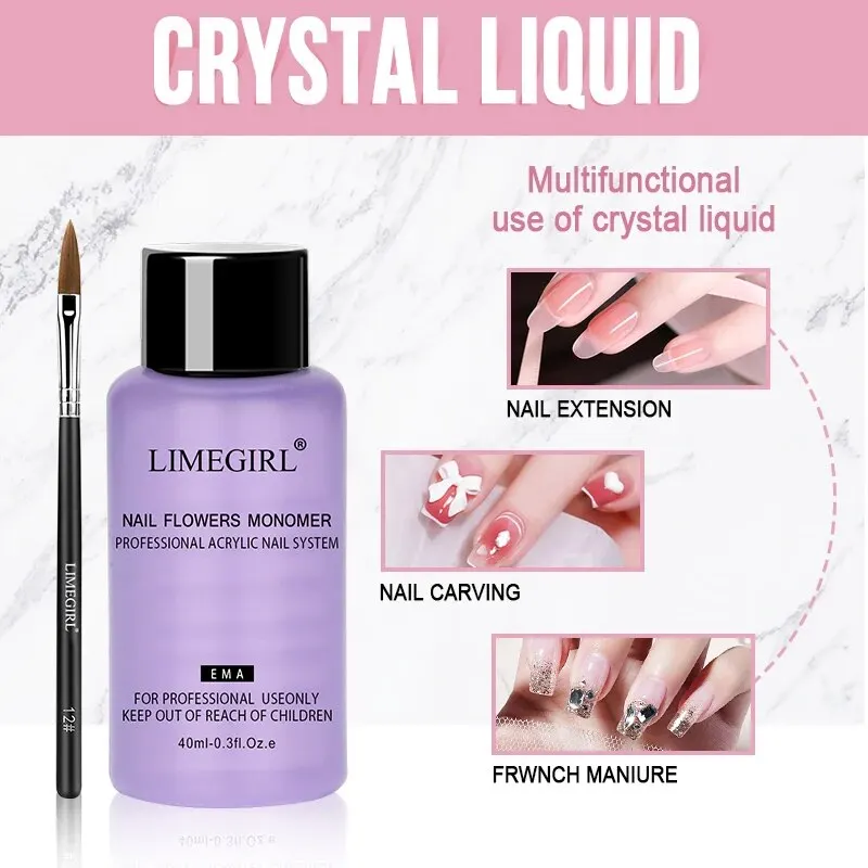Nail Acrylic Powder and Liquid Monomer Nails Art Decoration For Manicure Set Kit Crystal Nail Glitter 3D Nail Tips Carving Tools - Image 4
