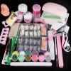 Nail Acrylic Powder and Liquid Monomer Nails Art Kit Decoration For Manicure Set Kit Crystal Glitter 3D Nail Tips Carving Tools