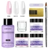 Nail Crystal Powder Kit Acrylic Liquid Set With Nail Brush Pink White Nails Powder For Nails Extension Carving Beginner Set