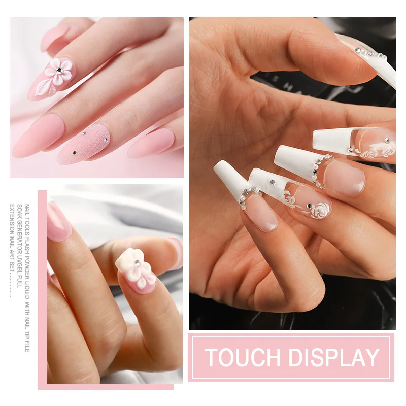 Nail Crystal Powder Kit Acrylic Liquid Set With Nail Brush Pink White Nails Powder For Nails Extension Carving Beginner Set - Image 6